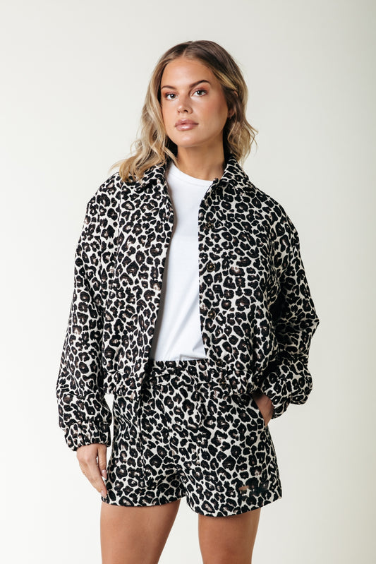 Bente Leopard Jacquard Bomber Jacket